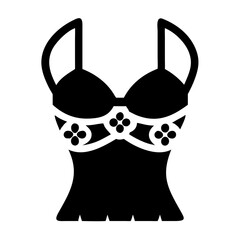 Illustration of a black corset with floral details for fashion design projects