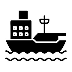 Illustration of a black cargo ship for transportation and logistics projects