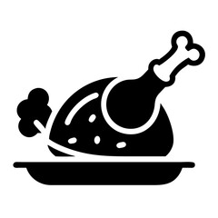 Illustration of a roasted turkey on a plate perfect for thanksgiving dinner