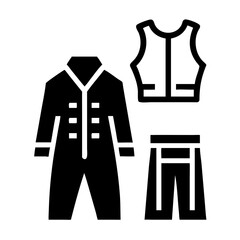 Vector art of black glyph icon of a diving suit, perfect for underwater exploration