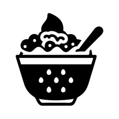 Vector art of a bowl of cereal the bowl is full of cereal and has a spoon in it