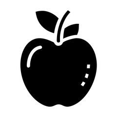 Illustration of a black apple, showcasing its round shape and single leaf