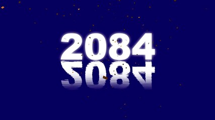 Greetings happy new year 2084 with shining sparkling and firework confetti. Birthday holiday christmas new year celebration concept by Confetti party explosion animation. festive, party celebration. 