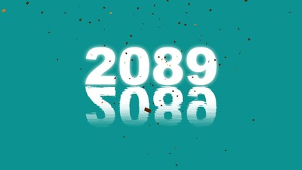 Greetings happy new year 2089 with shining sparkling and firework confetti. Birthday holiday christmas new year celebration concept by Confetti party explosion animation. festive, party celebration. 