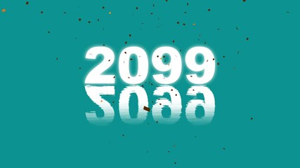 Happy new year 2099 celebration with sparkles and colorful confetti. Festive, birthday, valentines days, holiday celebration by Golden confetti burst. Festive celebration background. alpha channel