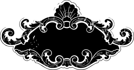 Ornate distressed frame with vintage elegance, perfect for logos, branding, and sophisticated design projects seeking a touch of old-world charm