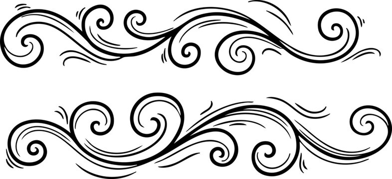 Elegant flourish scroll design accent, perfect for invitations, cards, or vintage designs; add a touch of sophisticated style with this ornamental element