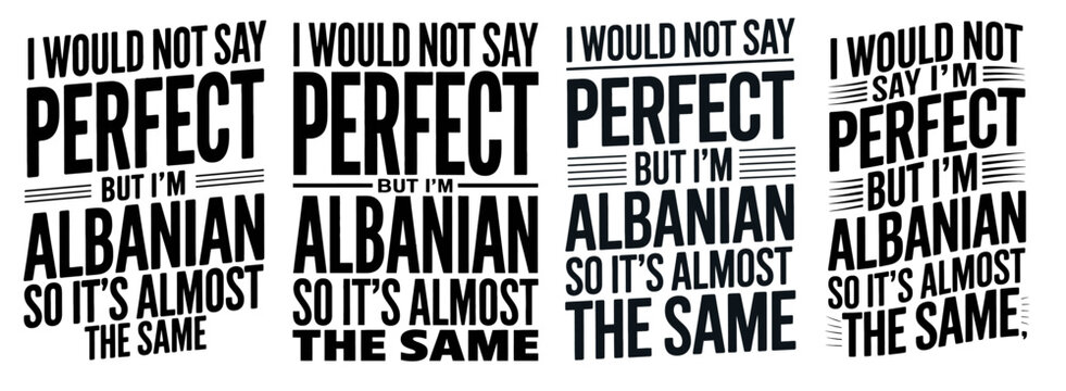 Albanian Funny Typography Sticker Design Set