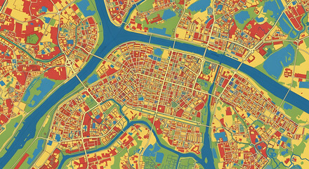 Obraz premium Abstract Cityscape A Colorful Aerial View of Urban Planning and Development