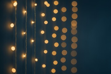 Warm glowing Christmas fairy lights creating a festive holiday atmosphere with soft bokeh effect on dark background. Ai generative. Ai generative