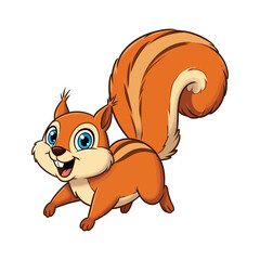Cartoon Squirrel Running Illustration animal mammal rodent cute clipart vector wildlife nature forest isolated white background