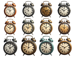 set of retro alarm clocks