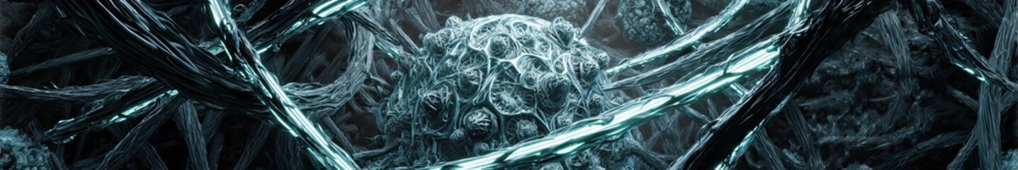 Abstract organic structure with glowing elements. Biological network concept for advanced technology and futuristic design.