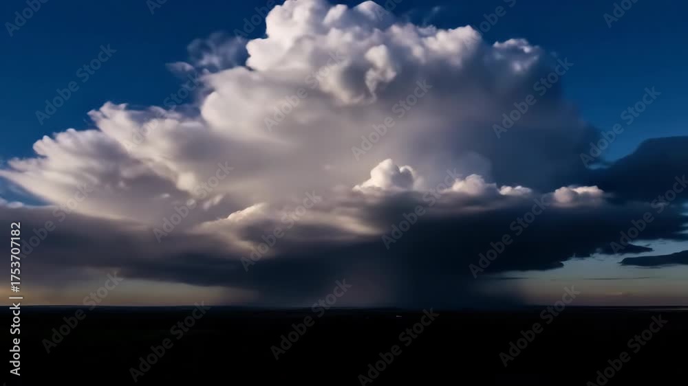 Sticker massive dark clouds rapidly form and build into a formidable weather system, capturing nature's raw 