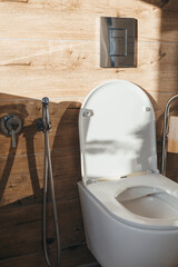 Hygienic shower and hanging toilet