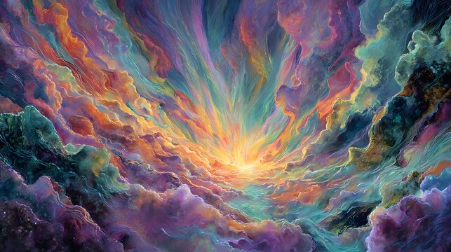 Soul Ascending into Higher Realms with Rainbow Aura