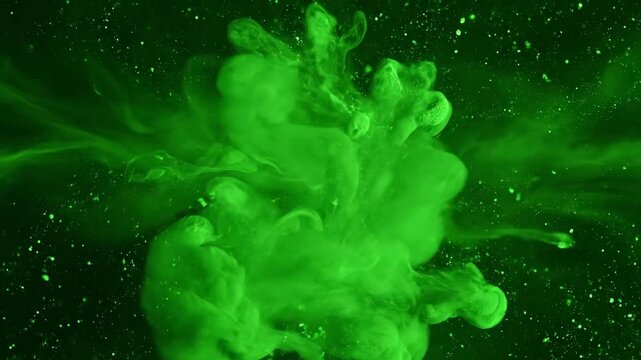 Microscopic green dust particles flow and merge in an organic, seamlessly looping abstract pattern network, science, texture