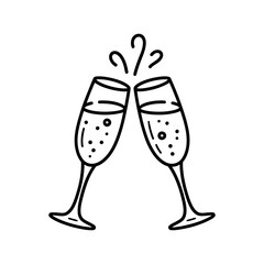 Toasting glasses icon vector on White Background ,Vector Art Illustration on white background.