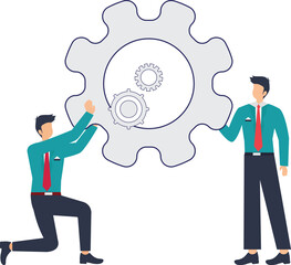 Ambitious businessman leaps over boulder on staircase to achieve future success with vision and leadership, overcoming challenges in dynamic career