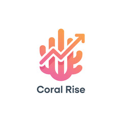 Coral Rise logo with upward trending arrow and coral graphic growth finance isolated on a transparent background