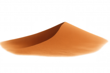 Desert sand dune with textured surface. Sand crest and curves creating an arid landscape element on a transparent background