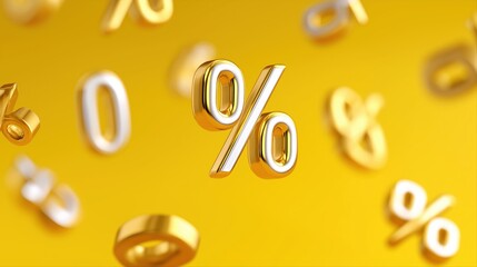 Golden percent symbols on vibrant yellow background