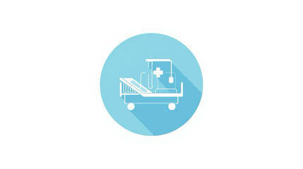 Modern Flat Style Hospital Bed Medical Equipment Icon Illustration