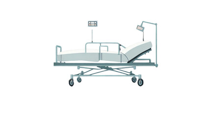 Simple Flat Design Hospital Bed with Equipment Illustration Isolated