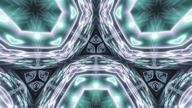 Neon Genesis Matrix: A digital rebirth of light and form, where classic kaleidoscopic patterns are reimagined through a grid of glowing hexagons and acid-washed fractals