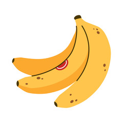 A yellow bunch of bananas on a white background. Cute bananas. A yellow bunch of bananas on a white background.