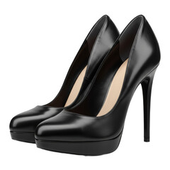 Black Stylish high heels isolated on white transparent background, PNG 