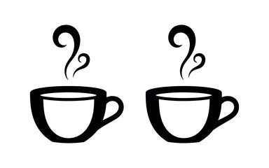 Vector art of two cups of hot coffee with steam