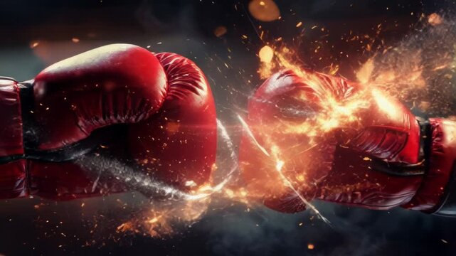 A stunning image shows boxing gloves colliding with water splashes, symbolizing intense action and energy