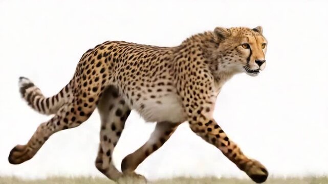 Cheetah running swiftly in the wild during golden hour