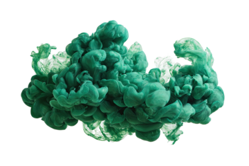 Emerald green and pale green ink swirling in water