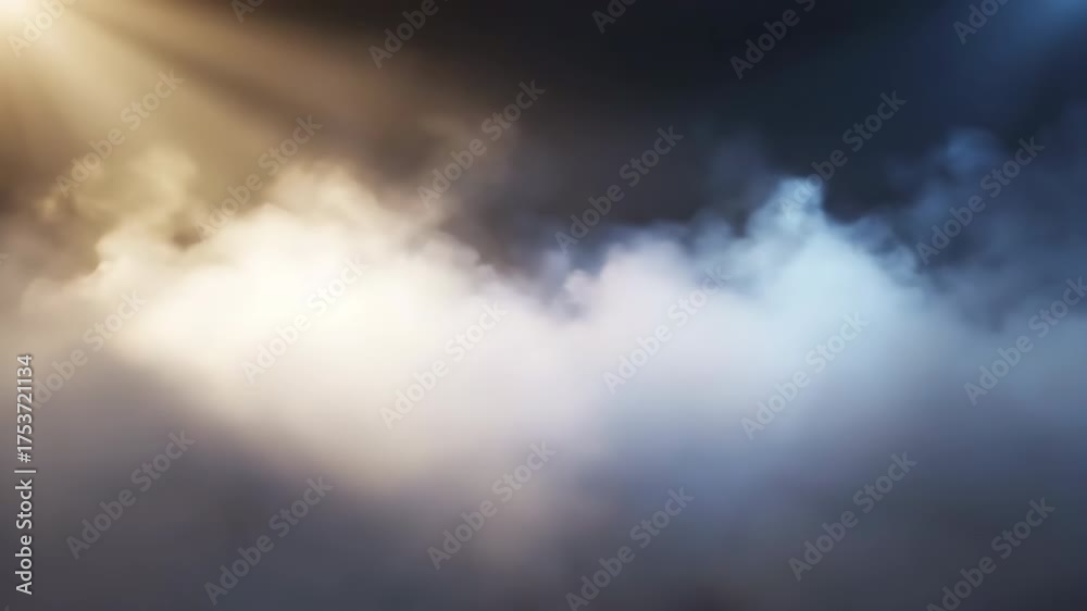 Wall mural seamlessly looping video of luminous, glowing fog with subtle light rays illuminating an abstract et
