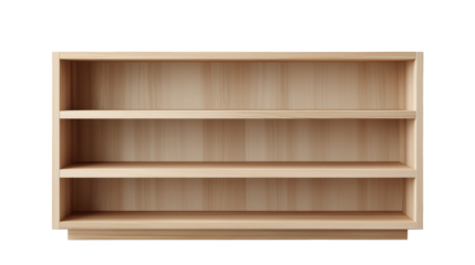 Modern wooden shelf with three spacious levels for books and decor in a minimalist design at home Generative AI
