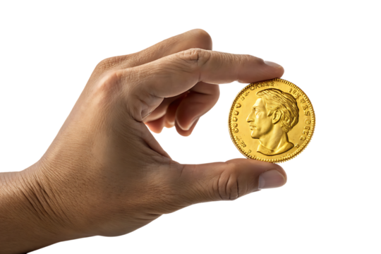 gold coin with profile portrait currency, cutout, PNG isolated on a white or transparent background, AI - Powered by Adobe