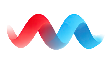 Abstract, wavy, flowing design; red and blue gradient