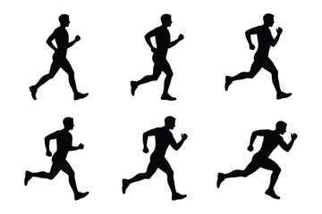 Vector art of silhouette of man running, vector illustration