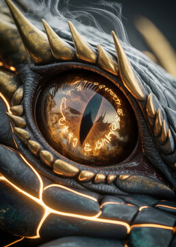 Dragon's Gaze A Captivating Eye Close-Up with Gold Accents