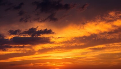 Fototapeta premium Sunset Sky With Yellow And Orange Tint And Small Clouds