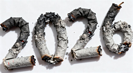 Anti-Smoking Campaign Concept: The Year 2026 Made from Burnt Cigarette Butts