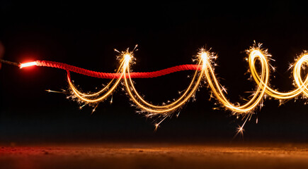 Sparkler Light Painting Creates a Swirling Golden Trail for a Diwali Celebration