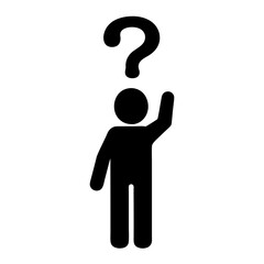Silhouette of a person with a question mark over their head wondering