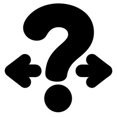 Choosing a path forward with question mark and arrows decision making