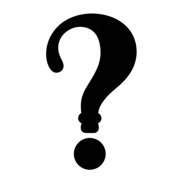 Black question mark on white background symbolizing inquiry and uncertainty