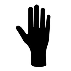 Black silhouette of an open hand showing the palm with fingers extended