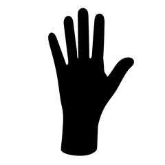Simple black silhouette of a human hand showing all five fingers