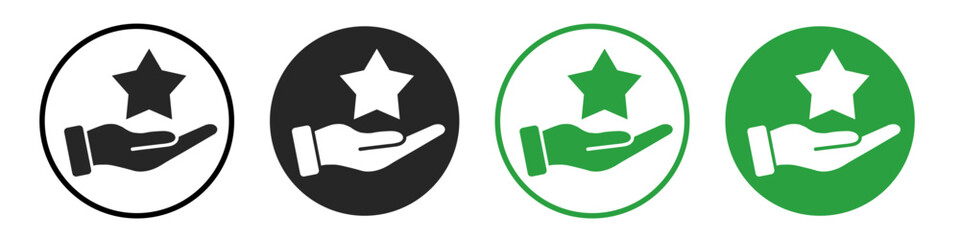 hand hold star flat icon set